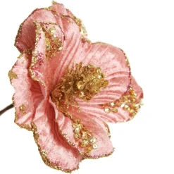 Blush Velvet Magnolia Flower with Gold Sequin Tips Hot