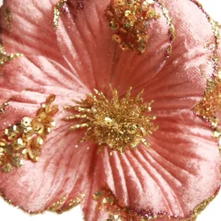 Blush Velvet Magnolia Flower with Gold Sequin Tips Hot