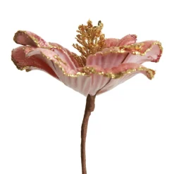 Blush Velvet Magnolia Flower with Gold Sequin Tips Hot