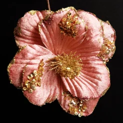 Blush Velvet Magnolia Flower with Gold Sequin Tips Hot