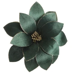 Bottle Green Velvet Flower Stem with Gold Glitter Trim Store