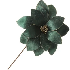 Bottle Green Velvet Flower Stem with Gold Glitter Trim Store