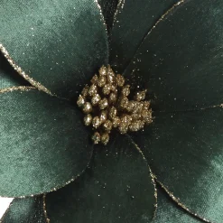 Bottle Green Velvet Flower Stem with Gold Glitter Trim Store