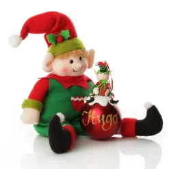 Boy Elf Shelf Sitter and Personalised Bauble Pack Online