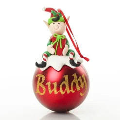 Boy Elf Shelf Sitter and Personalised Bauble Pack Online