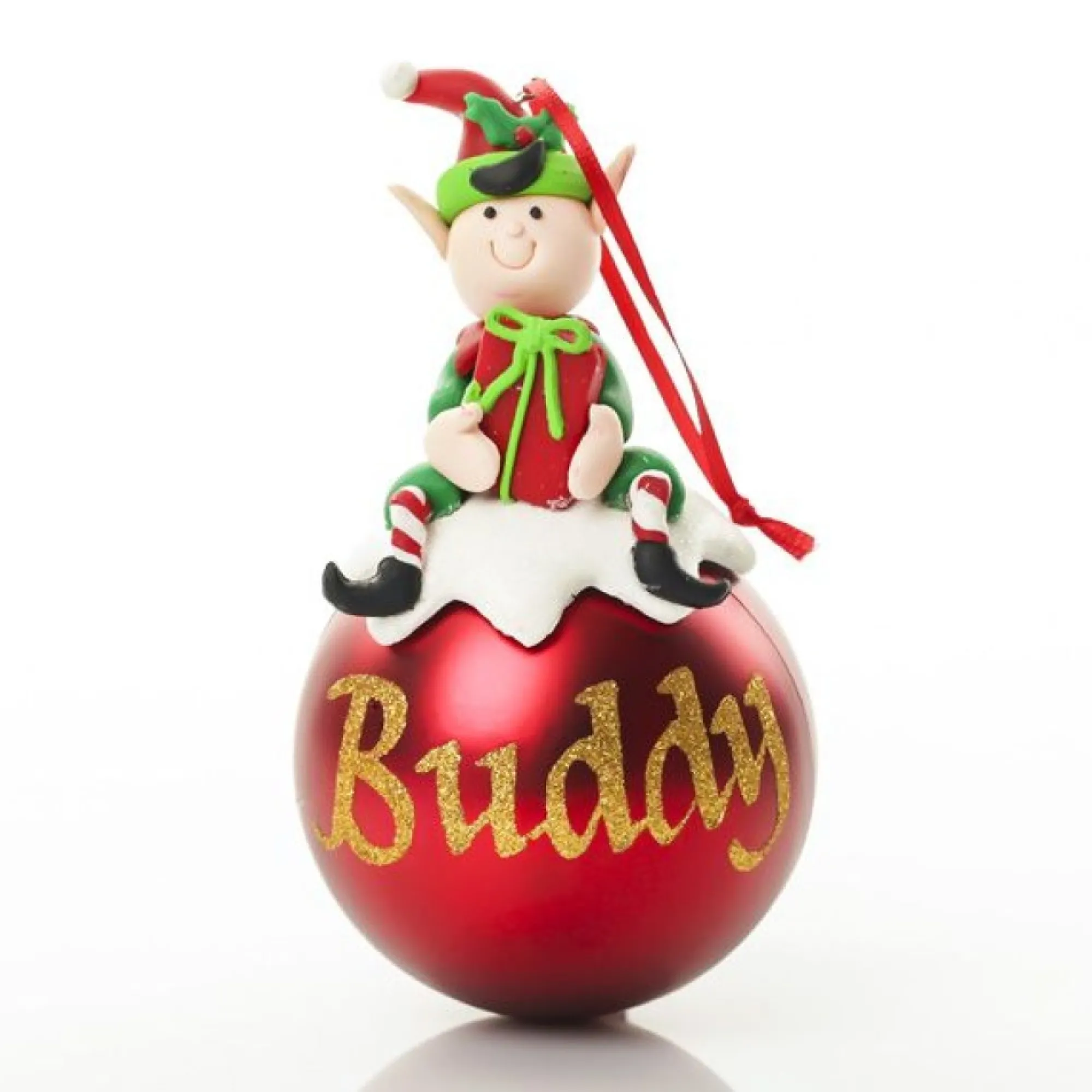 Boy Elf Shelf Sitter and Personalised Bauble Pack Online