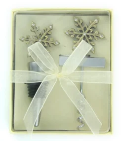Brass Snowflake Corkscrew and Bottle Stopper Gift Set Discount