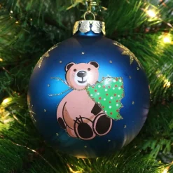 Bright Blue Christmas Bear with Tree Bauble Sale