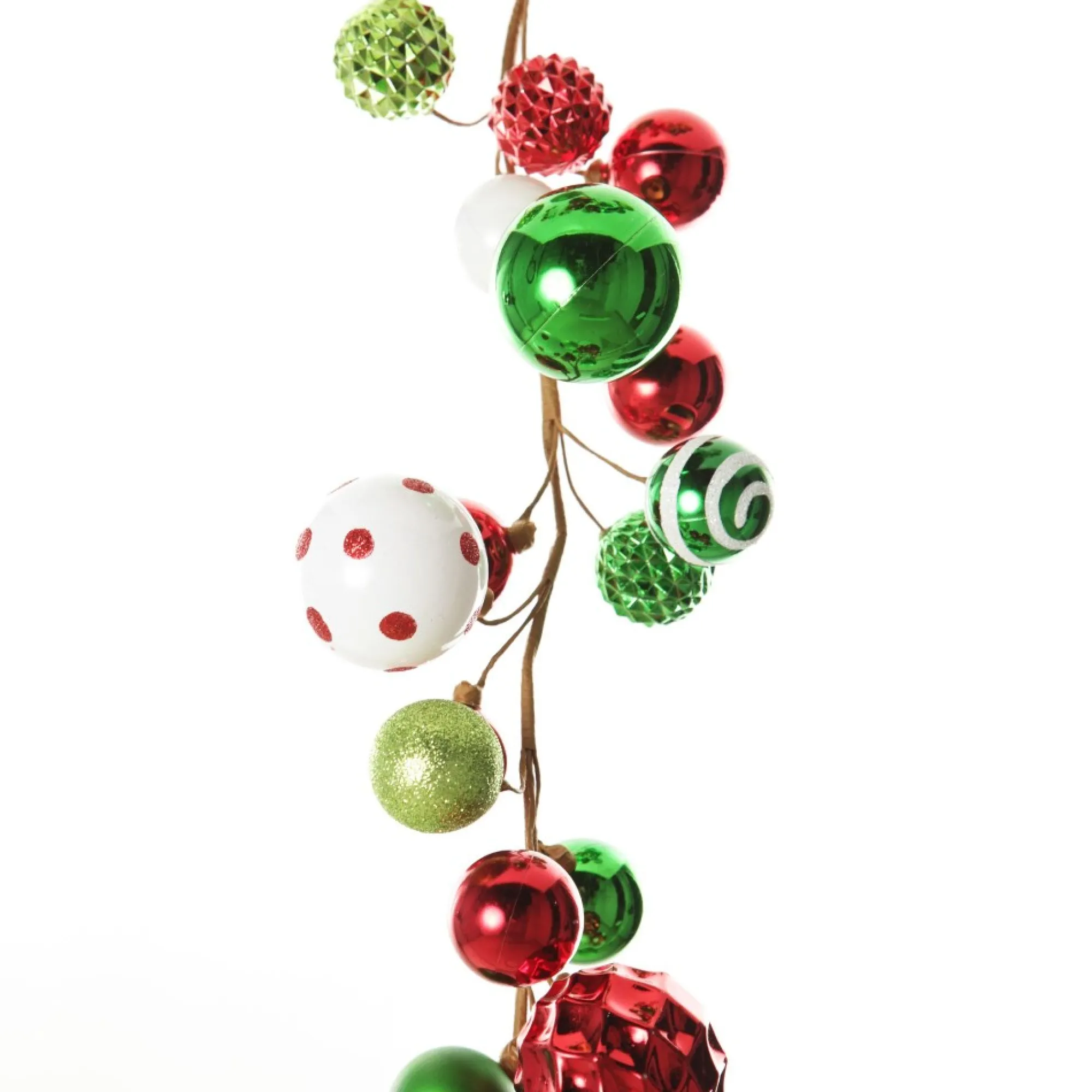 Bright Fun Red Green and White Bauble Christmas Garland Clearance