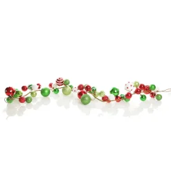 Bright Fun Red Green and White Bauble Christmas Garland Clearance
