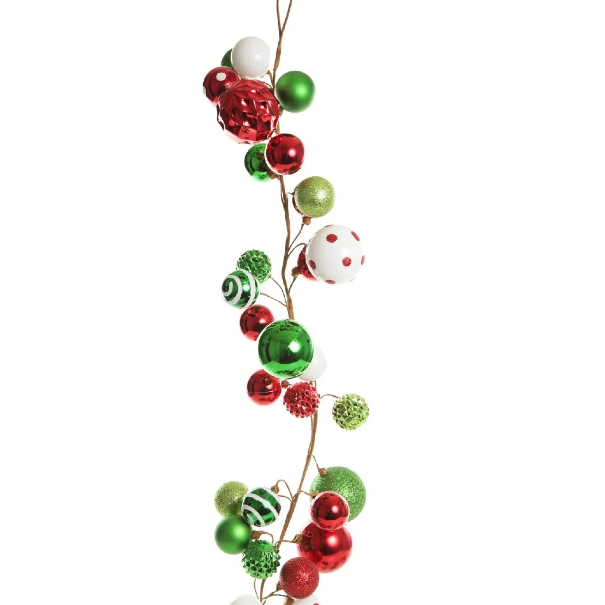 Bright Fun Red Green and White Bauble Christmas Garland Clearance