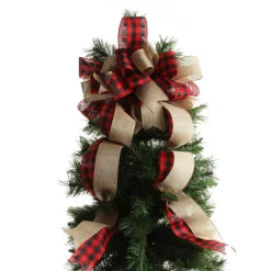 Buffalo Check Deluxe Tree Topper Bow with Streamers Clearance