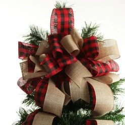 Buffalo Check Deluxe Tree Topper Bow with Streamers Clearance