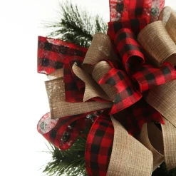 Buffalo Check Deluxe Tree Topper Bow with Streamers Clearance