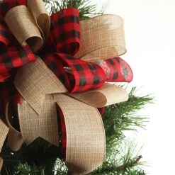 Buffalo Check Deluxe Tree Topper Bow with Streamers Clearance