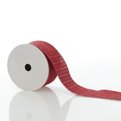 Burgundy Glitter and Linen Striped Wired Ribbon - 6.5cm Store