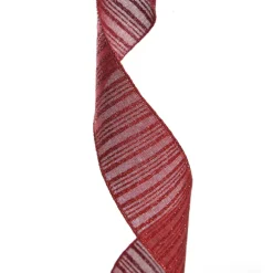 Burgundy Glitter and Linen Striped Wired Ribbon - 6.5cm Store