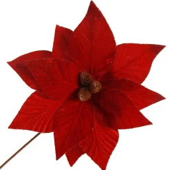 Burgundy Velvet Poinsettia Flower Stem Clearance