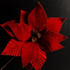 Burgundy Velvet Poinsettia Flower Stem Clearance