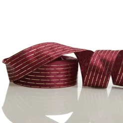 Burgundy Wired Christmas Ribbon with Gold Flecks - 3.8cm Hot
