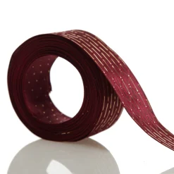 Burgundy Wired Christmas Ribbon with Gold Flecks - 3.8cm Hot