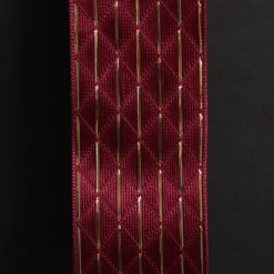 Burgundy Wired Christmas Ribbon with Gold Flecks - 3.8cm Hot