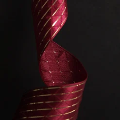 Burgundy Wired Christmas Ribbon with Gold Flecks - 3.8cm Hot