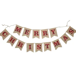 Burlap Bunting with Red and Black Plaid Merry Christmas Fashion