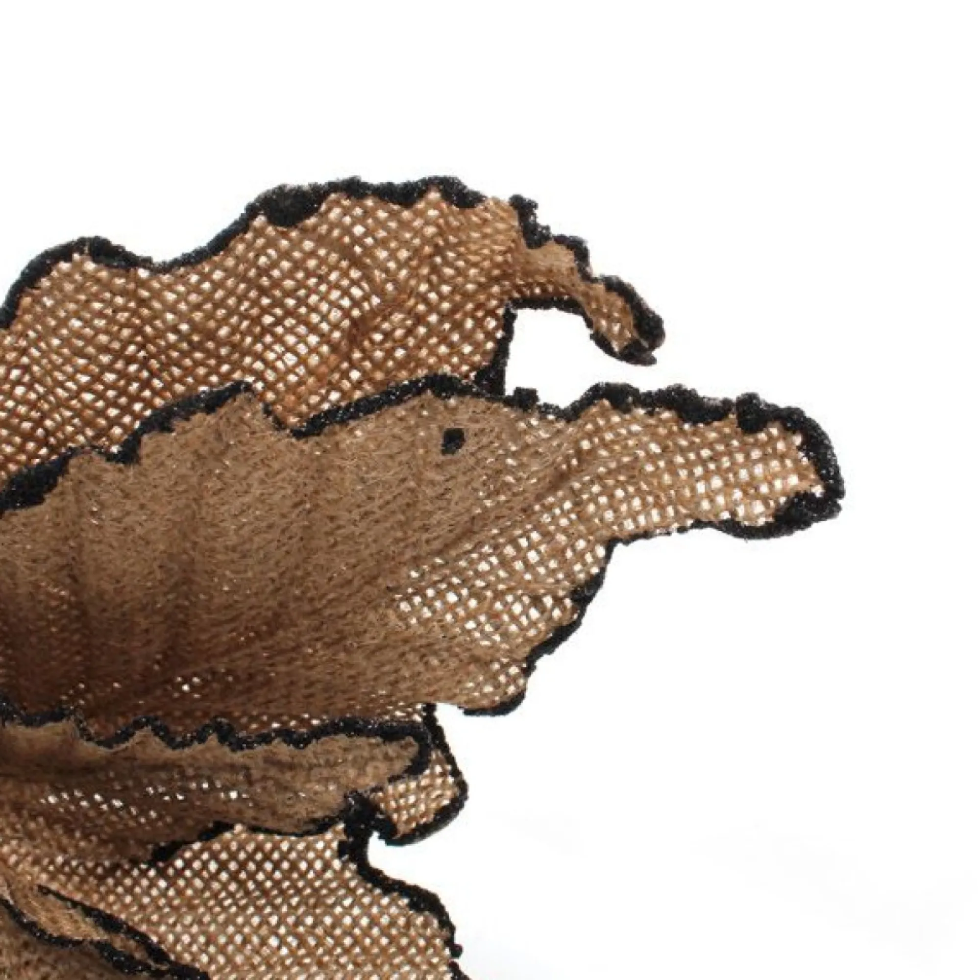 Burlap Flower Pick Black Glitter Trim Sale