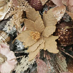 Burlap Flower Pick Natural Trim Best Sale