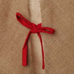 Burlap Merry Christmas Tree Skirt - Red Trim Hot