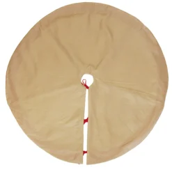 Burlap Merry Christmas Tree Skirt - Red Trim Hot