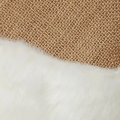 Burlap Merry Christmas Tree Skirt - White Fur Trim Best Sale
