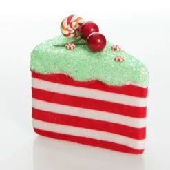 Candy Cane and Mint Velvet Cake Slice Christmas Tree Decoration Hot