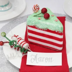 Candy Cane and Mint Velvet Cake Slice Christmas Tree Decoration Hot
