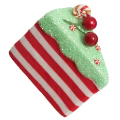 Candy Cane and Mint Velvet Cake Slice Christmas Tree Decoration Hot