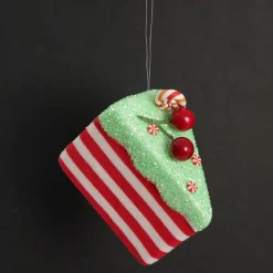Candy Cane and Mint Velvet Cake Slice Christmas Tree Decoration Hot