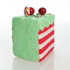 Candy Cane and Mint Velvet Cake Slice Christmas Tree Decoration Hot