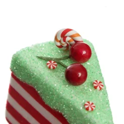 Candy Cane and Mint Velvet Cake Slice Christmas Tree Decoration Hot