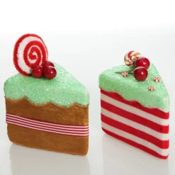 Candy Cane and Mint Velvet Cake Slice Christmas Tree Decoration Hot