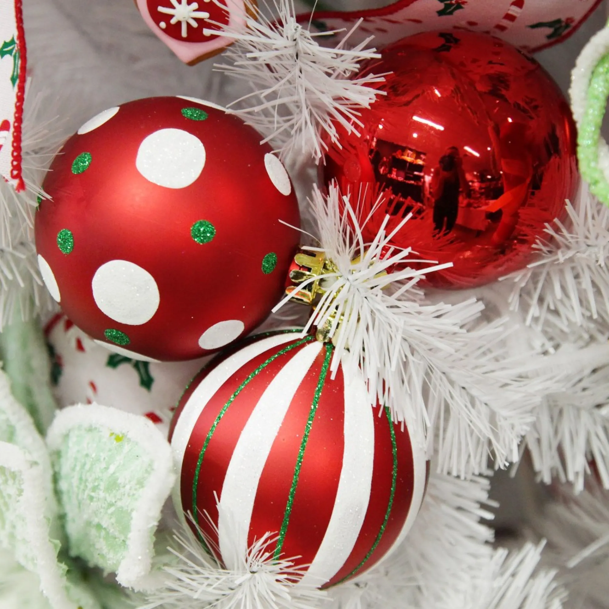Candy Cane Dots and Stripes Christmas Baubles - Set of 6 Best Sale