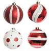 Candy Cane Dots and Stripes Christmas Baubles - Set of 4 Hot