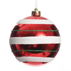 Candy Cane Dots and Stripes Christmas Baubles - Set of 4 Hot
