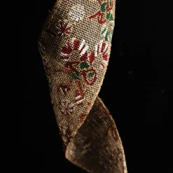 Candy Cane Hessian Ribbon with Wired Edge - 6.3cm Best Sale