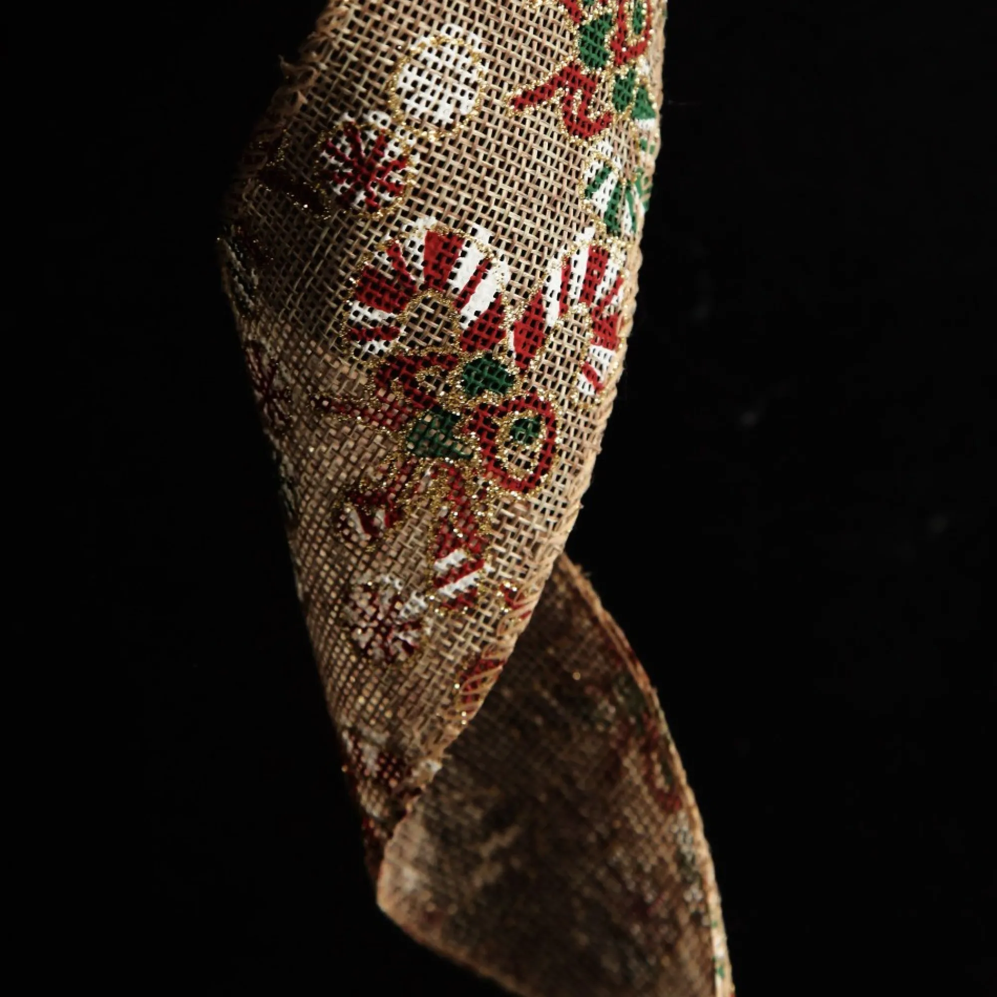 Candy Cane Hessian Ribbon with Wired Edge - 6.3cm Best Sale