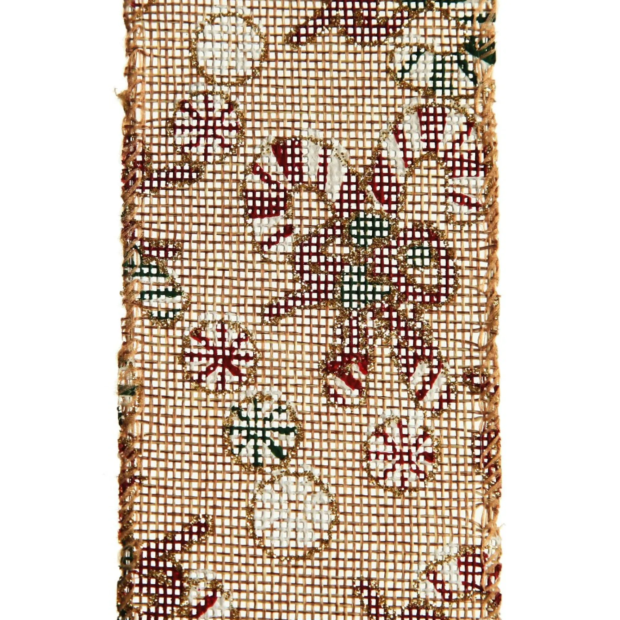 Candy Cane Hessian Ribbon with Wired Edge - 6.3cm Best Sale