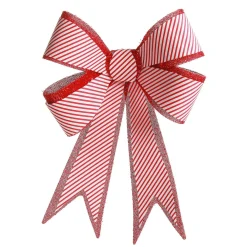 Candy Cane Stripe Christmas Bow with Glitter Edge Best Sale