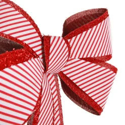 Candy Cane Stripe Christmas Bow with Glitter Edge Best Sale