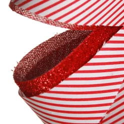 Candy Cane Stripe Christmas Bow with Glitter Edge Best Sale
