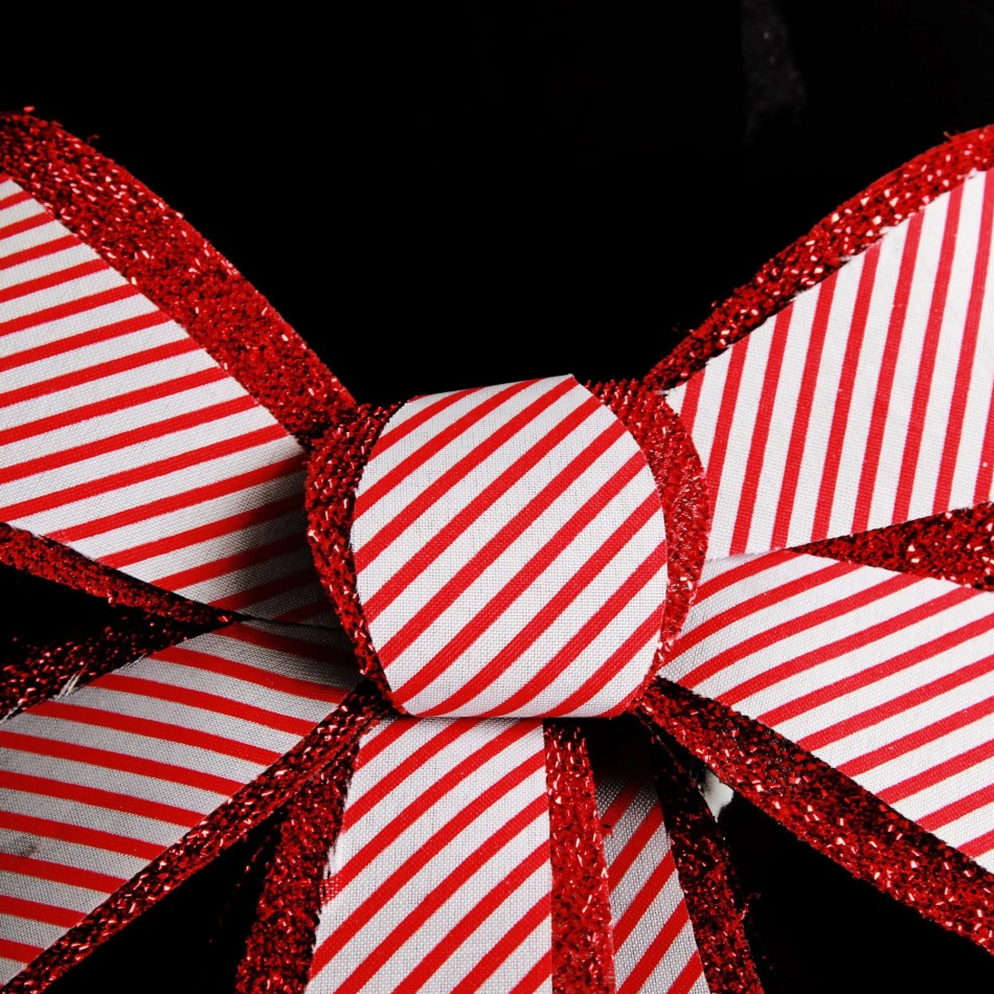 Candy Cane Stripe Christmas Bow with Glitter Edge Best Sale